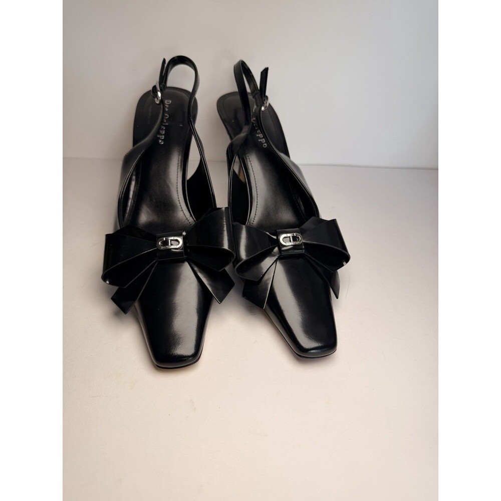 dee ocleppo black patent leather bow slingback heels size 8.5 m store display